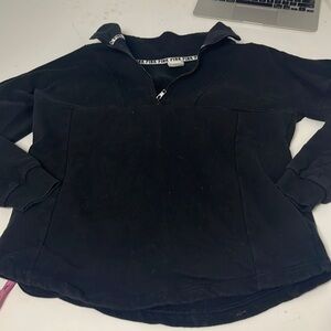 Pink Victorias Secret XS Black Quarter Zip Long Sleeve Pull Over